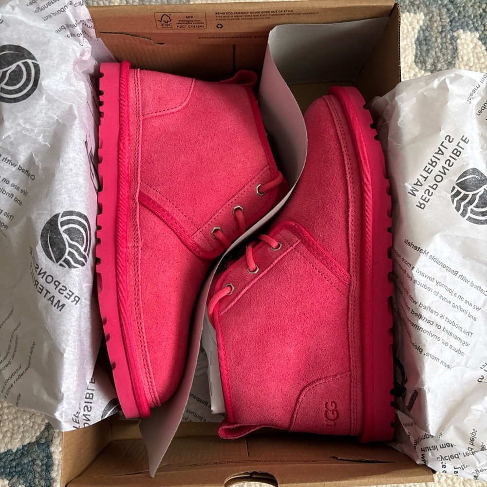 UGG Vibrant Pink Ankle Boots Nuemel Sz 8
